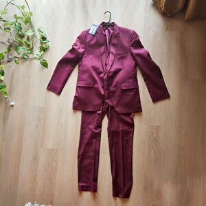 Men's 3-Piece Burgundy Suit 42L 34W NWT